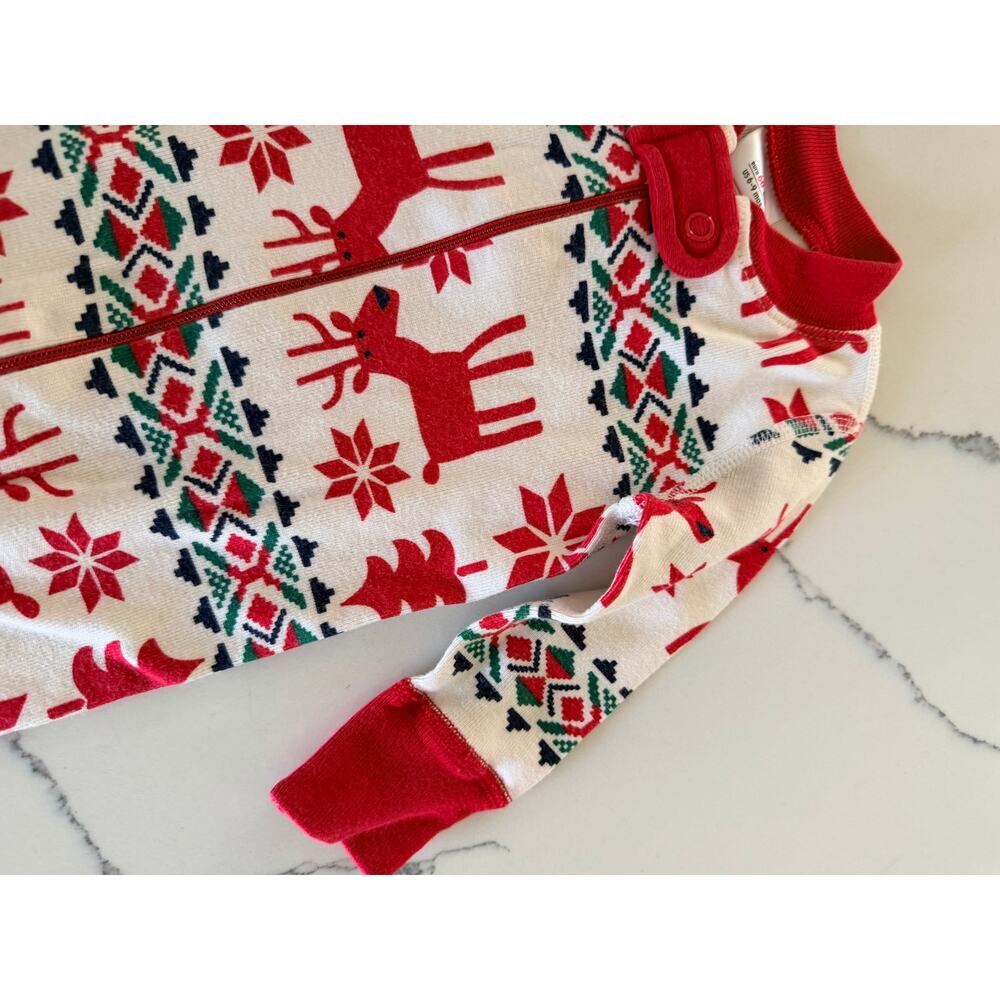Hanna Andersson Oh Deer Christmas Print Baby Sleeper 60 - Picture 3 of 5
